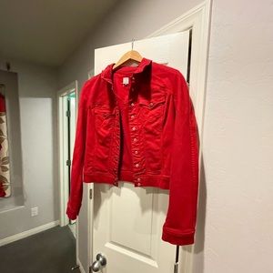Guess crop Jean jacket, red, size M, new
